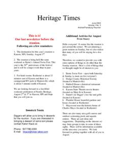 Heritage Times June 2003 Volume I No. 3 Andrist-Flansburg Reunion  This is it!