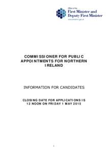 COMMISSIONER FOR PUBLIC APPOINTMENTS IN NORTHERN IRELAND