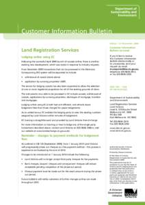 Customer Information Bulletin Edition 121 November 2009 Land Registration Services  Customer Information