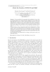 An extended abstract of this work appears in Proceedings of the 5th International Conference (SCN ’06) (6 – 8 september 2006, Maiori, Italy) M. Yung Ed., Springer-Verlag, LNCS 4116, Pages 156–172. About the Securit