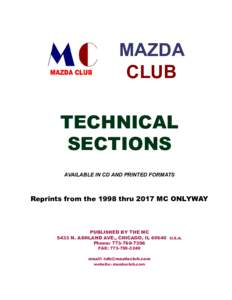 MAZDA CLUB TECHNICAL SECTIONS AVAILABLE IN CD AND PRINTED FORMATS