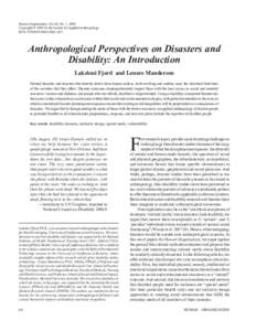 Human Organization, Vol. 68, No. 1, 2009 Copyright © 2009 by the Society for Applied Anthropology[removed][removed]$[removed]Anthropological Perspectives on Disasters and Disability: An Introduction