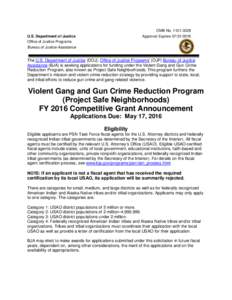 Violent Gang and Gun Crime Reduction Program (Project Safe Neighborhoods)