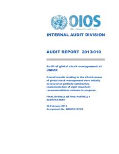 Microsoft Word - UNHCR approved Final Audit Report Global Stock Management- 18 Feb.doc