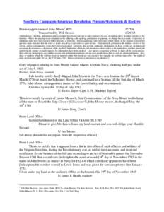 Southern Campaign American Revolution Pension Statements & Rosters Pension application of John Moore 1 R78 Transcribed by Will Graves f27VA[removed]