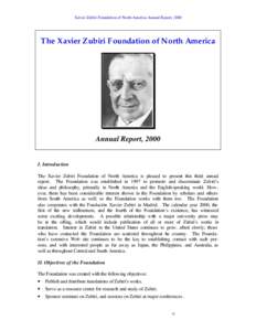 Xavier Zubiri Foundation of North America Annual Report, 2000  The Xavier Zubiri Foundation of North America Annual Report, 2000