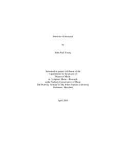 Thesis for Master of Music in Computer Music Research