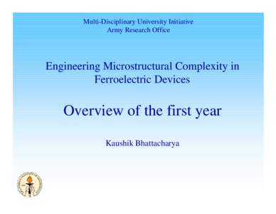 Multi-Disciplinary University Initiative Army Research Office Engineering Microstructural Complexity in Ferroelectric Devices