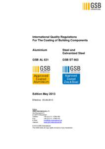 International Quality Regulations For The Coating of Building Components Aluminium  Steel and