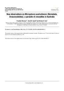 DOI: s11686 © 2007 W. Stefañski Institute of Parasitology, PAS Acta Parasitologica, 2007, 52(1), 86; ISSNErratum  New observations on Micropleura australiensis (Nematoda,