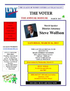 THE LEAGUE OF WOMEN VOTERS LAS VEGAS VALLEY  MARCH 2013 IF YOU ARE VOTING,