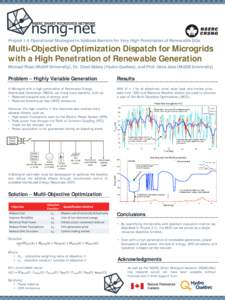 Project 1.4 Operational Strategies to Address Barriers for Very High Penetration of Renewable DGs  Multi-Objective Optimization Dispatch for Microgrids with a High Penetration of Renewable Generation Michael Ross (McGill
