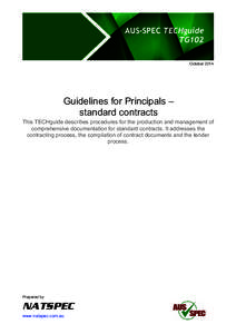 AUS-SPEC TECHguide TG102 October 2014 Guidelines for Principals – standard contracts