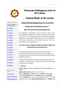 http://fiusrilanka.gov.lk  Financial Intelligence Unit of Sri Lanka Central Bank of Sri Lanka Email No. UNSCR1267/44