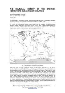 THE CULTURAL HISTORY OF THE HEMISPHERE SUBANTARCTIC ISLANDS EASTERN  BERNADETTE HINCE