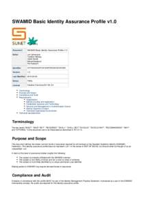 SWAMID Basic Identity Assurance Profile v1.0  Document SWAMID Basic Identity Assurance Profile v1.0