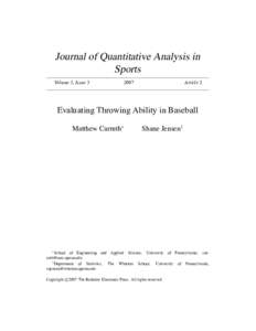 Journal of Quantitative Analysis in Sports Volume 3, Issue