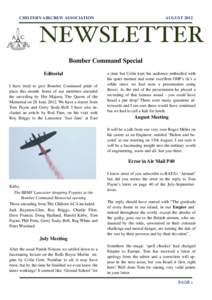 CHILTERN AIRCREW ASSOCIATION  AUGUST 2012 NEWSLETTER Bomber Command Special
