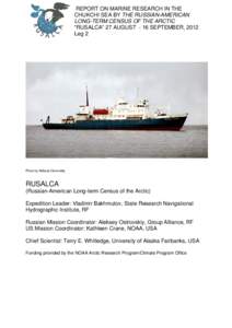 REPORT ON MARINE RESEARCH IN THE CHUKCHI SEA BY THE RUSSIAN-AMERICAN LONG-TERM CENSUS OF THE ARCTIC 