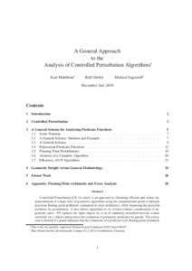 A General Approach to the Analysis of Controlled Perturbation Algorithms∗ Kurt Mehlhorn†  Ralf Osbild