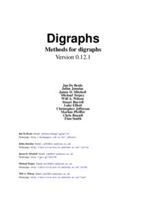 Digraphs Methods for digraphs VersionJan De Beule Julius Jonušas