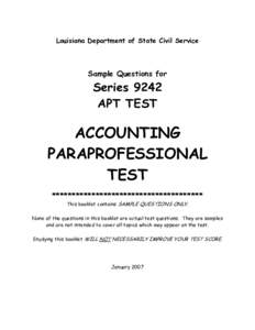 Accounting Paraprofessional Test Sample Questions
