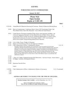 AGENDA WORCESTER COUNTY COMMISSIONERS January 20, 2015 Please Note Open Session