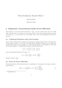 Policy Evaluation, Exercise Sheet 1 Florian Oswald∗ January 27, 2012 0
