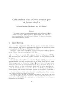 Cubic surfaces with a Galois invariant pair of Steiner trihedra Andreas-Stephan Elsenhans∗ and J¨org Jahnel∗ Abstract  Q