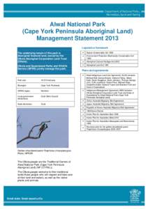Alwal (Cape York Peninsula Aboriginal Land) Draft Management Statement 2013