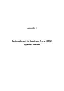 Appendix 1  Business Council for Sustainable Energy (BCSE) Approved Inverters  AC Power (Watts)
