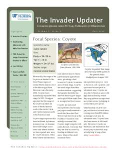 The Invader Updater Invasive species news for busy Extension professionals Highlights: V o l u m e