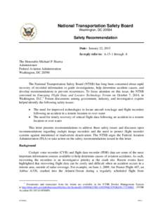 National Transportation Safety Board Washington, DC[removed]Safety Recommendation Date: January 22, 2015 In reply refer to: A-15-1 through -8