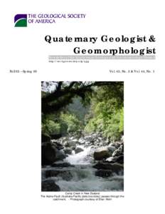 Quaternary Geologist & Geomorphologist Newsletter of the Quaternary Geology and Geomorphology Division http://rock.geosociety.org/qgg  Fall 02 – Spring 03