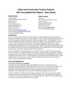Urban and Community Forestry Program 2015 Accomplishment Report New Jersey