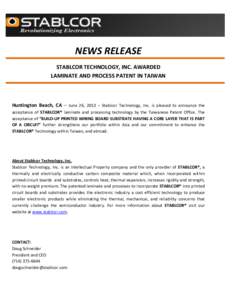    	
   	
   	
   	
   	
   	
   NEWS	
  RELEASE	
    	
  