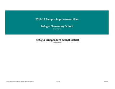 Campus Improvement Plan Refugio Elementary School School Name Refugio Independent School District District Name