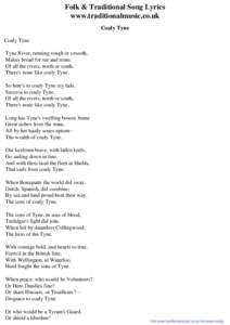 Folk & Traditional Song Lyrics - Coaly Tyne