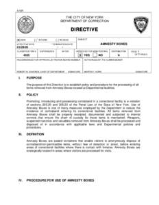 415R  THE CITY OF NEW YORK DEPARTMENT OF CORRECTION  DIRECTIVE