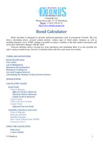 Cbonds.Ru Ltd. Pirogovskaya nab., 21, St. Petersburg Phone: +[removed] http://www.cbonds-group.com  Bond Calculator