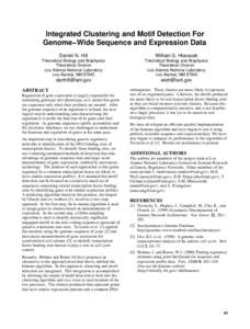 Integrated Clustering and Motif Detection For Genome−Wide Sequence and Expression Data Daniel N. Hill William S. Hlavacek