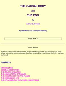THE CAUSAL BODY AND THE EGO By