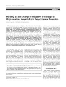 Mobility as an Emergent Property of Biological Organization: Insights from Experimental Evolution