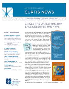 CURTIS MEMORIAL LIBRARY  CURTIS NEWS VOLUME 25 NUMBER 3  JUNE, JULY, AUGUST, 2014