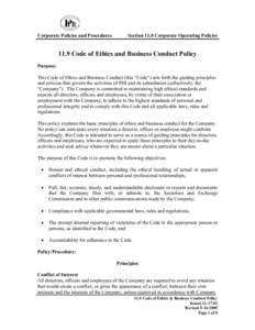 Microsoft Word[removed]Code of Ethics  Business Conduct Policy _2_.doc