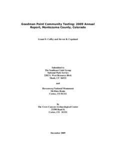 Goodman Point Community Testing: 2009 Annual Report, Montezuma County, Colorado
