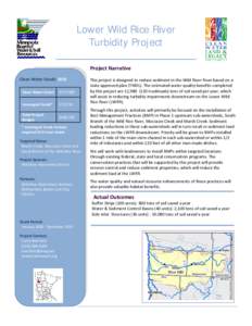 Lower Wild Rice River Turbidity Project Project Narrative     Clean Water Funds: 2010 