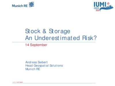 Stock & Storage An Underestimated Risk? 14 September Andreas Siebert Head Geospatial Solutions