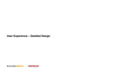User Experience – Detailed Design  + Table of Contents