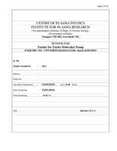 Page 1 of 39  CENTRE OF PLASMA PHYSICS INSTITUTE FOR PLASMA RESEARCH (An autonomous Institute of Dept. of Atomic Energy, Government of India)